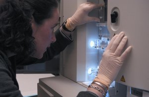 Researcher with DNA Sequencer